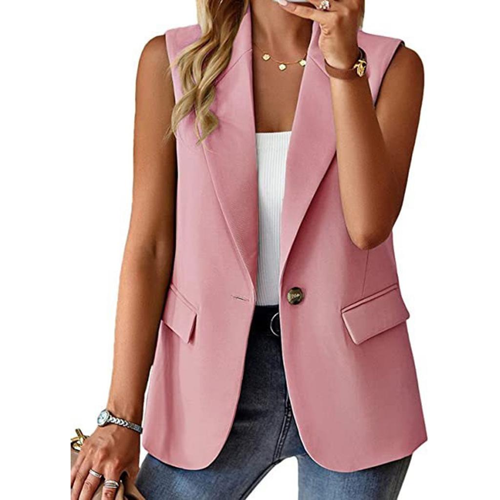 Women's Solid-color Sleeveless Cardigan Suit Jacket