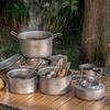 Titanium Camping Pot Set Portable Outdoor Cookware Hiking Backpacking Stove Compatible 1.2L 1.8L 2.4L Non-Coated