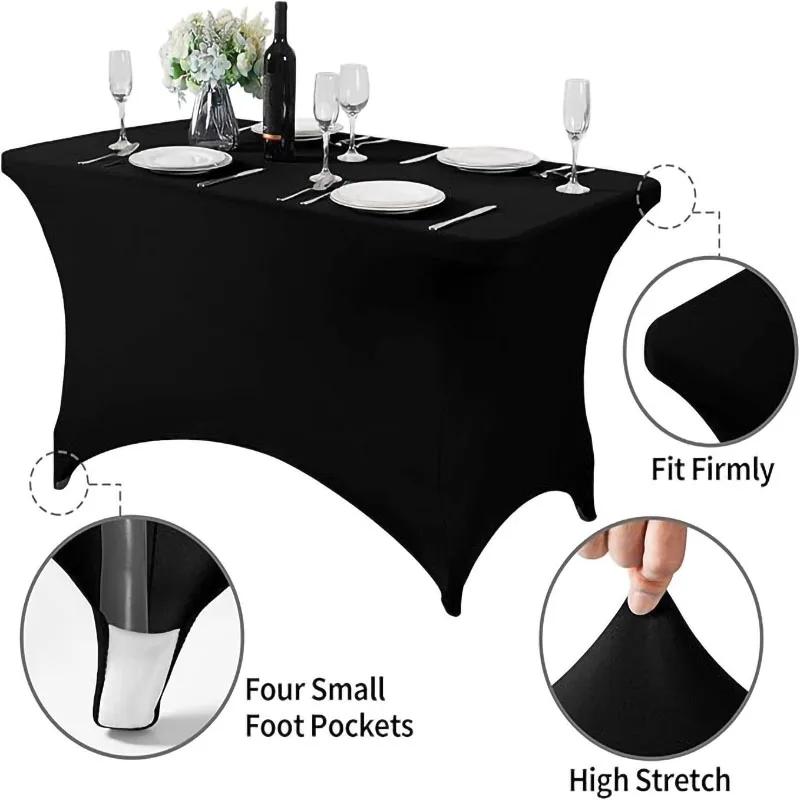 4/5/6/8FT Stretch Spandex Table Cover, Elastic Stretchable Patio Tablecloth Protector for Party Banquet Wedding Christmas Events