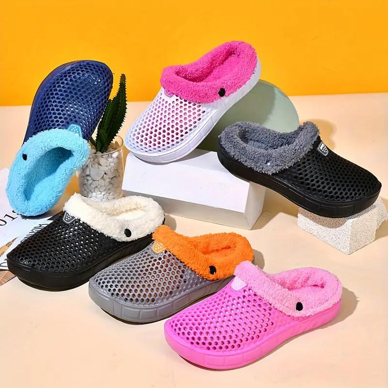 Men's Fashion Clogs, Slip-on Closed Toe Sandals, Soft Sole Walking Shoes With Fuzzy Lining, Outdoor Garden Shoe For Autumn And Winter