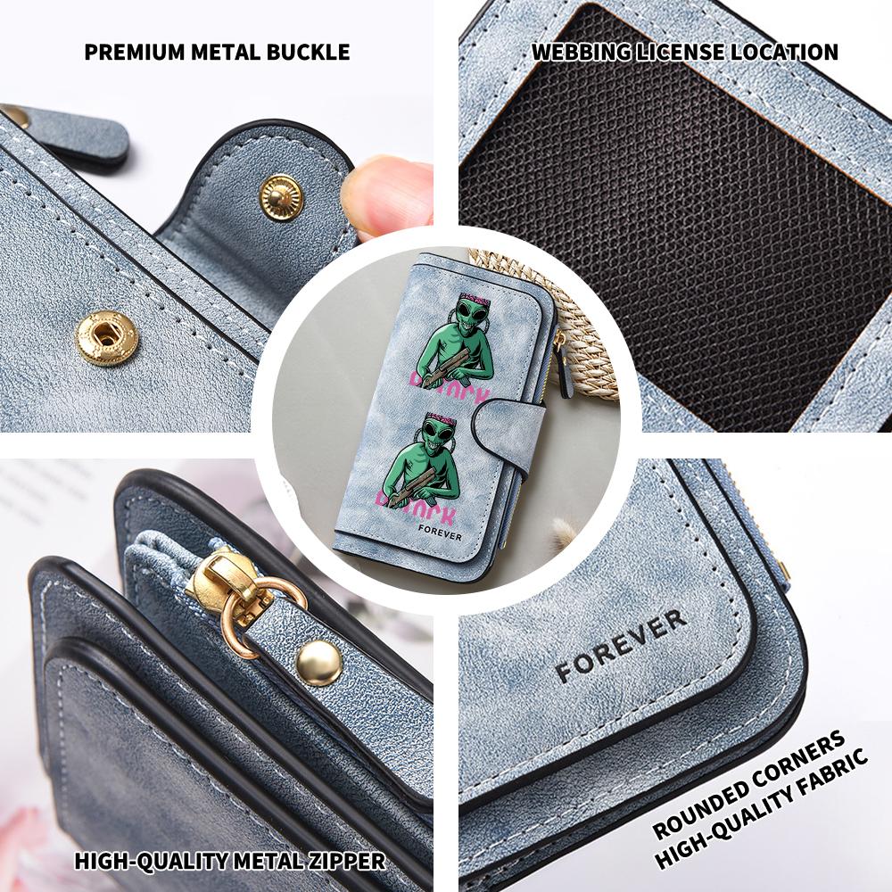 Cool Alien Printed Long Wallet Multi Slot Purse for Daily Use
