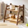Countertop Organizer 2 Layer Coffee Cup Holder Multipurpose Bamboo Storage Shelf for Hotel Apartment Dressing Table Kitchen Home Cup Holders 5