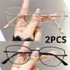 2Pcsvintage Cat Eye Frame Near Sight Glasses Classic Square Small Frame Myopia Glasses Women Clear Lens Short-Sighted Eyeglasses