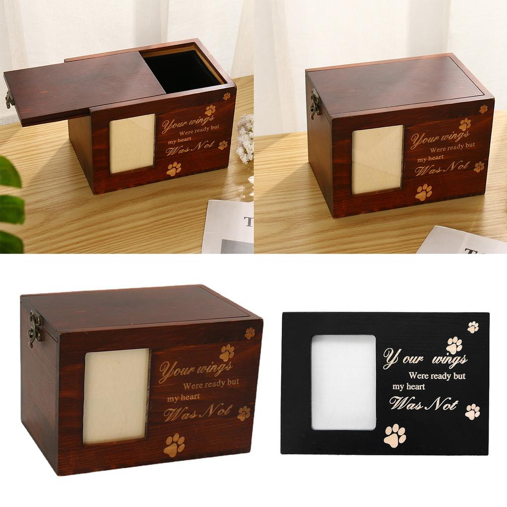 Pet Urns with Photo Frame Funeral Cremation Small Box Wood Urn Loving Memory Pet Urn+Picture Frame Gift Handicraft