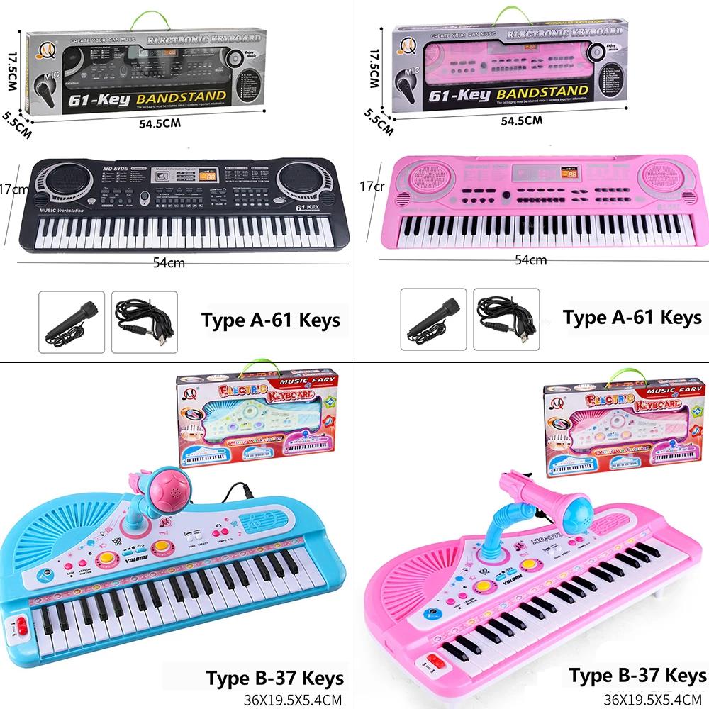 Chriyungel Kids Electronic Piano Keyboard with Microphone 61 / 37 Keys Organ Musical Instrument Toy Gift for Child Beginners
