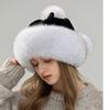 Женская шапка из натурального лисьего меха Зимняя теплая с защитой ушей принцесса меховая соломенная шляпа Девушка уличная утолщенная цельная меховая шапка из кролика рекс для лыж