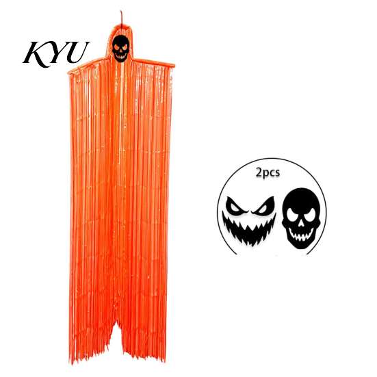 Scary Porch Decor for Halloween Ghost Hanging Ornament, Spooky Devil Pendant with Long Tassel Fringes, Fun Atmosphere Items Creepy Face Decor,