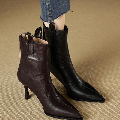 Дизайн Остроносые Женские Ботильоны Осень Зима Тонкие Каблуки Обувь Модные Короткие Ботильоны Zapatos De Mujer