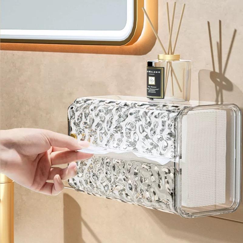 Multipurpose Tissue Box Napkin Holder Case Paper Box Container Transparent Tissue Storage Box Wall Mounted Toilet Paper Case