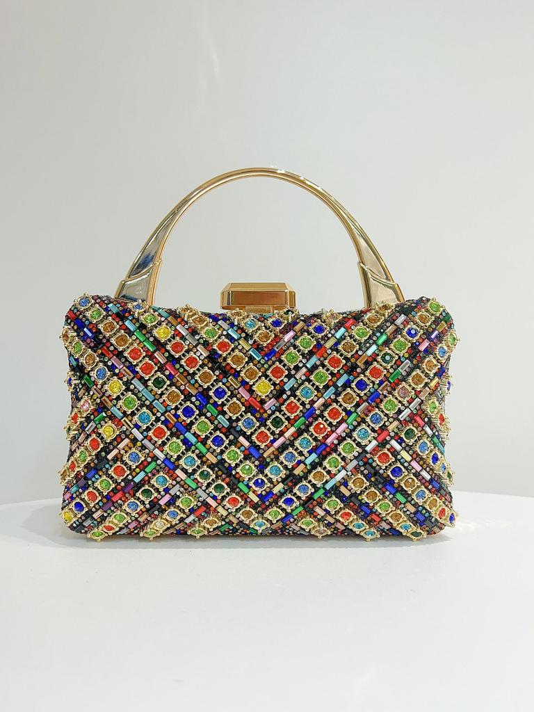 Ретро европейско-американский клатч с полным бриллиантовым покрытием: Элегантная сумка кроссбоди на одно плечо для светских львиц и вечерних мероприятий