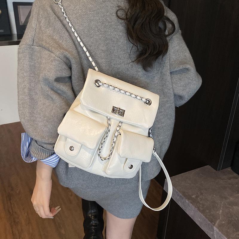 Нишевый дизайн рюкзак женский модный повседневный студенческий класс школьная сумка цепочка сумка-ведро высокая ценность дорожный рюкзак