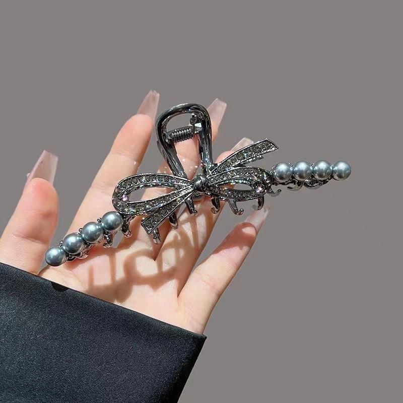 Металлический зажим с бантом для женской задней части головы, вьющихся волос, нишевого темперамента, заколка для волос, головной убор с зажимом в виде акулы