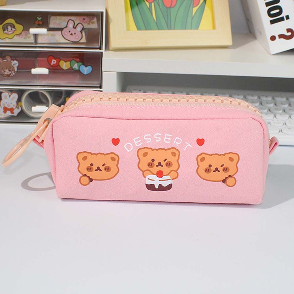 Case Zipple Pouch Big Stationery Canvas Pen Holder Bear Pencil Bag Stroage Bag Zipper Pencil Case
