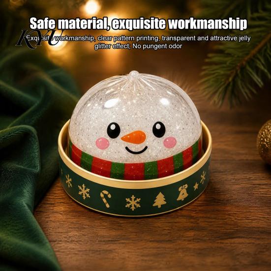 Holiday Desktop Decorations Christmas Bun Squeeze Toy with Steamer, Soft Sensory Fidget Toy, Cute Slow Rebound Fidgets Rising TPR Glitter, Desk Decor