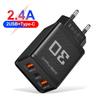 Зарядное устройство для телефона PD+2USB 2.4A с вилками US EU UK