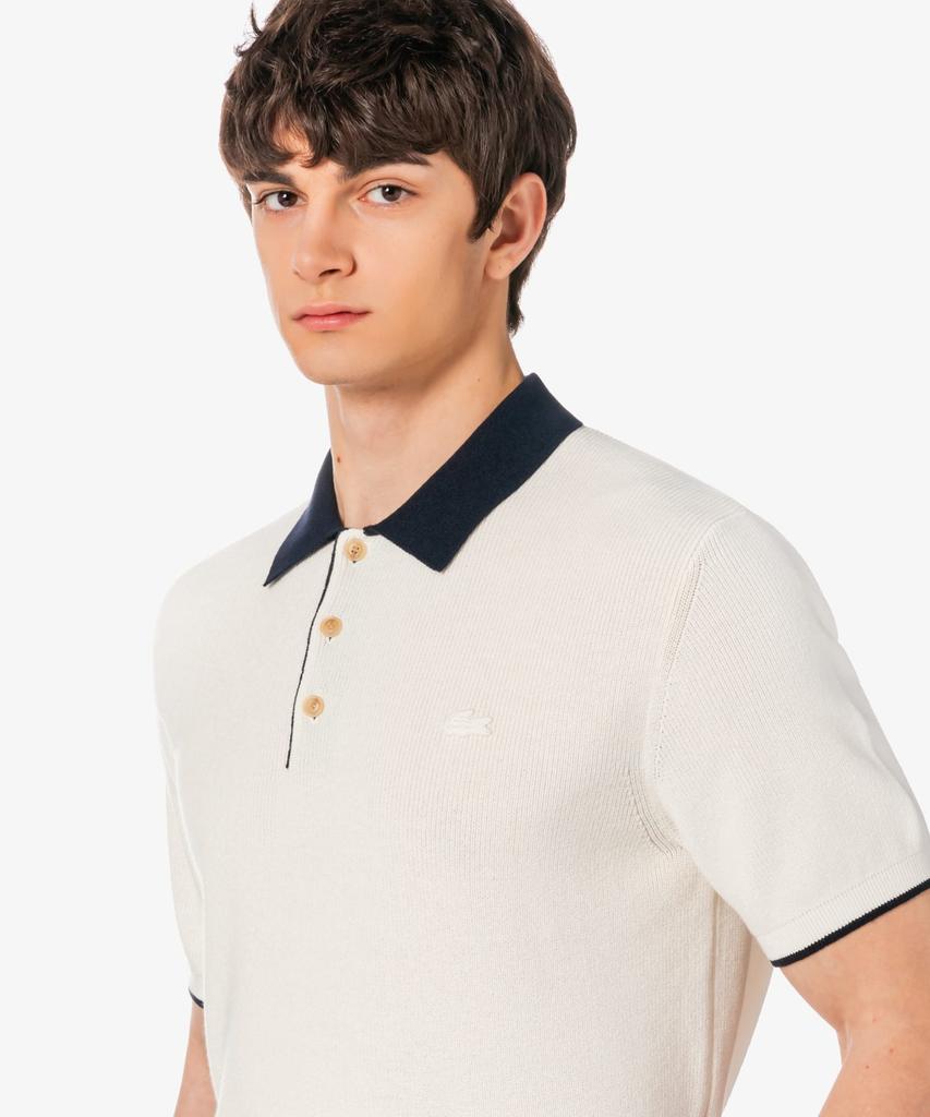 LACOSTE Мужской Свитер-поло с воротником в рубчик из пряденой пряжи с коротким рукавом Ph943E-56G Xfj