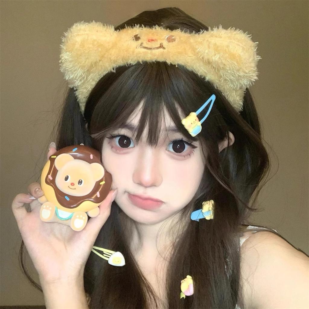 Милая плюшевая вышитая повязка на голову с медведем, женская мультяшная милая повязка на голову, парк развлечений, фото, повязка на голову, повязка на голову, головной убор