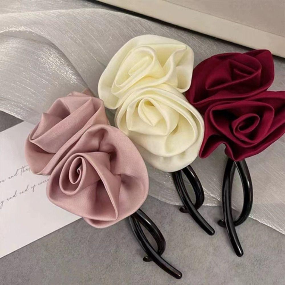 Заколка-цветок для волос Элегантная атласная витая заколка Милая роза заколка для волос для девочек