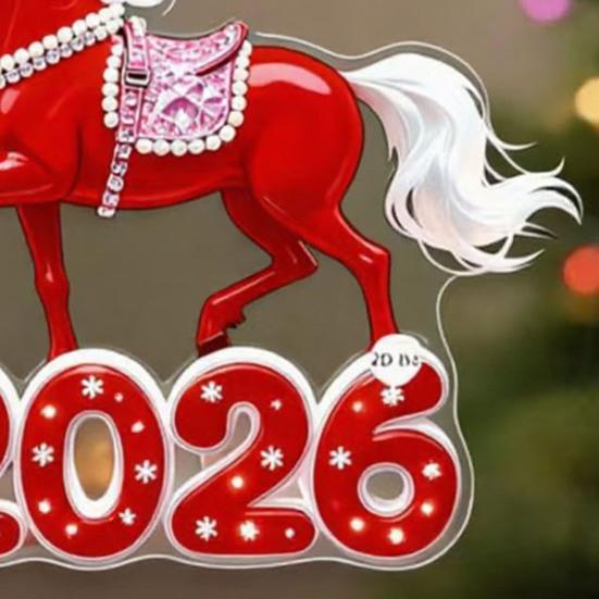 2026 Акриловая подвеска-лошадь, украшение для зеркала заднего вида автомобиля, 2D подвесной шарм для праздничного украшения, милый подарок для автолюбителей
