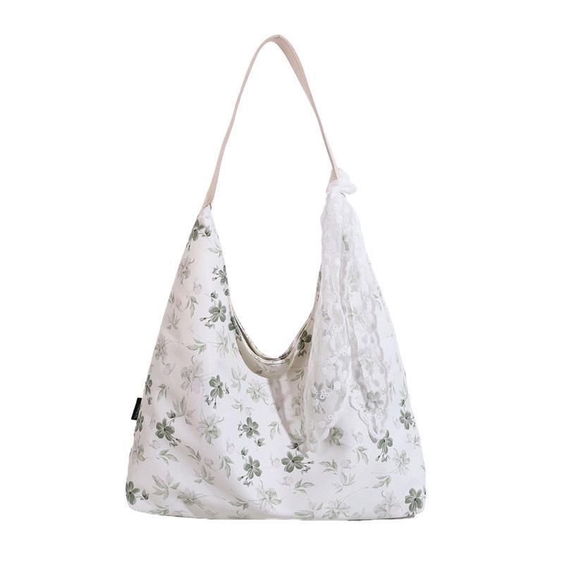 Женская большая холщовая сумка с цветочным принтом - летняя сумка для колледжа и поездок на работу