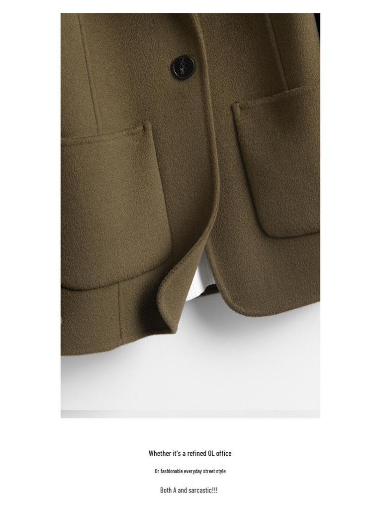 Women's Double-Faced Wool Blazer – Winter Slimming Essential Coat for a Versatile and Casual Workplace Look