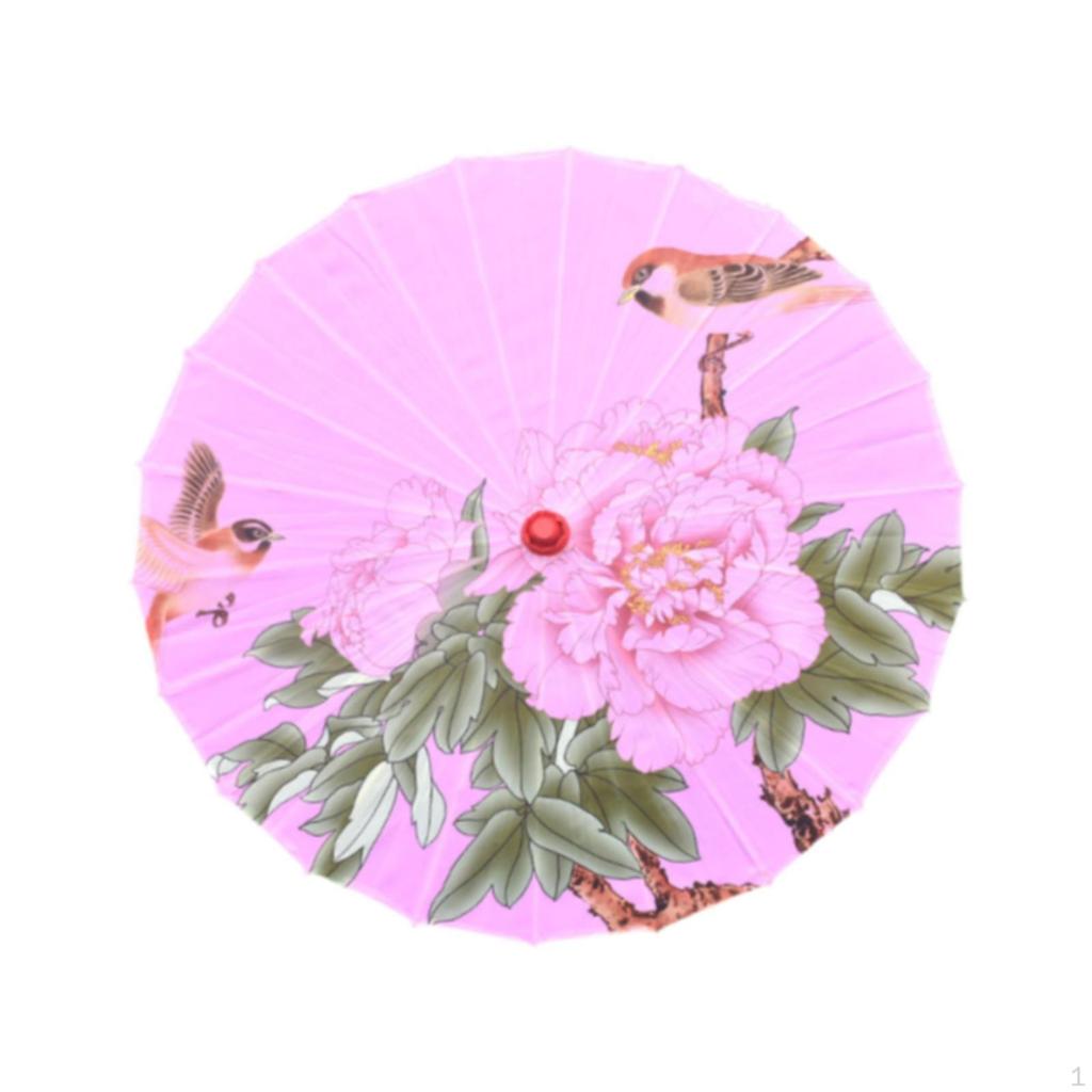 Chinese Oiled Paper Umbrella Classical Dance Silk Antique Oriental Parasol Decorative for