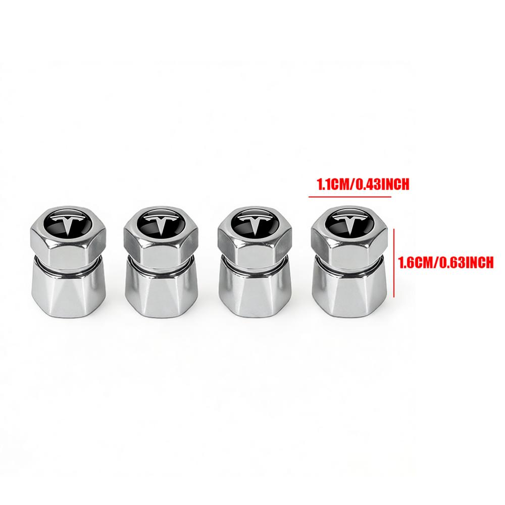 JMVOK1 Car Accessories 4Pcs Metal Alloy Wheel Tire Valve Caps Stem Case For Tesla Model 3 Model Y 2020 2021 2022 Roadster Coil Mod WYE