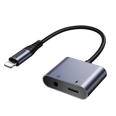 2-в-1 Адаптер для зарядки iPhone, наушников Lightning, мини-джек 3,5 мм, черный