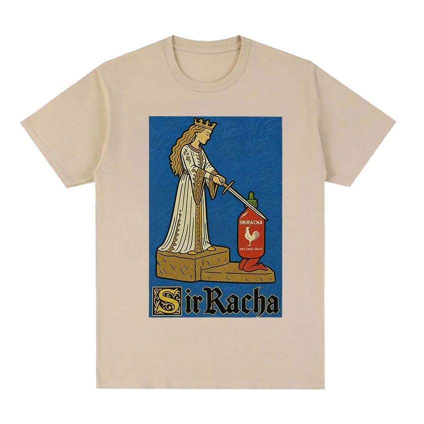 Sir Racha Medieval Kings Era Funny Meme Hot Sauce Graphic TShirt Unisex Women Humor Style T Shirt Fashion Oversized Cotton T Shirt