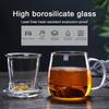 High Borosilicate Glass Tea Three-Piece Cup With Filter Teacup,High Borosilicate Glass Tea Mug Infuser,Separating Glass Teacup