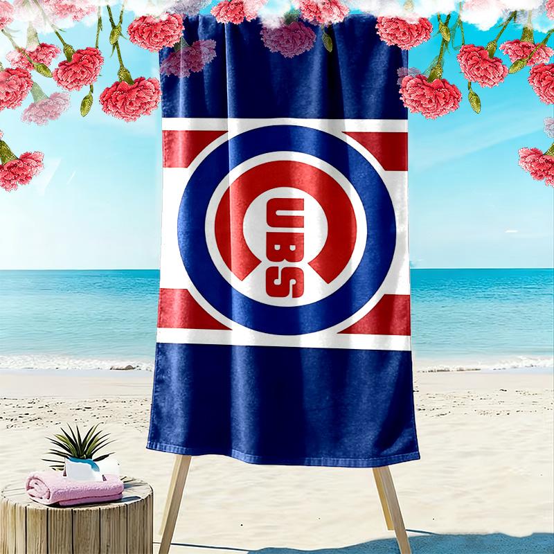 Chicago Cubs Print Beach Towel, Large Soft Quick Dry Towel for Beach Camping Swimming