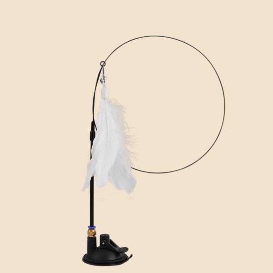 Cat Wand Feather Toy Interactive Cat Feather String Teaser with Suction Cup