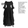 Women Ball Gown Off Shoulder Gothic Long Horn Sleeves Irregular Layered Pleated Elastic Tight Waist Solid Color Retro Renaissance Party Prom Maxi