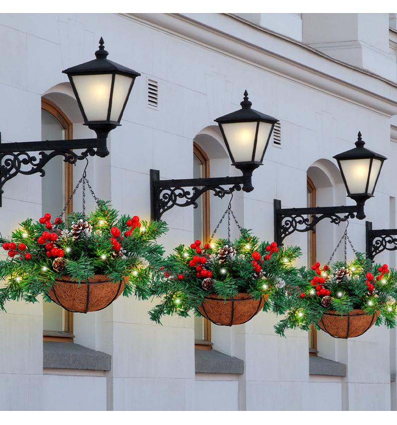 Cross-border Artificial Christmas Hanging Basket Wreath Holiday Decoration