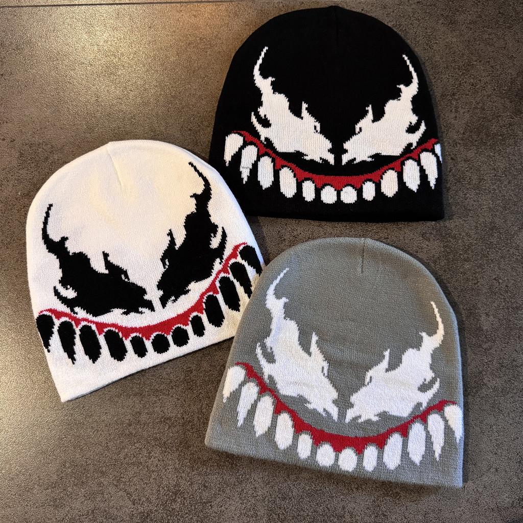Venom Style Knit Hat Unisex Acrylic Fabric For Streetwear And Cold Weather