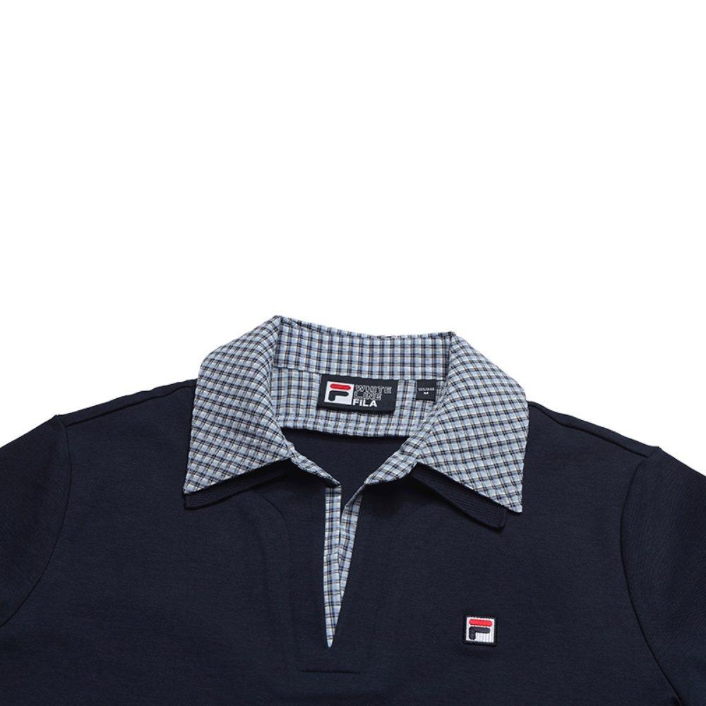 Fila Платья с коротким рукавом в стиле heritage для женщин, дымчато-синие, с воротником-поло, умеренной длины F11W628308FDB