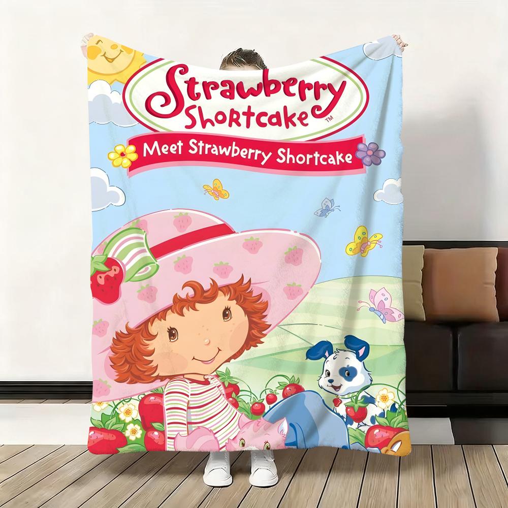 Cute Cartoon s-Strawberry S-Shortcake Throw Flannel Fluffy Soft Blanket Warm Skin-Friendly Throw for Sofa Bed Office Nap Winter