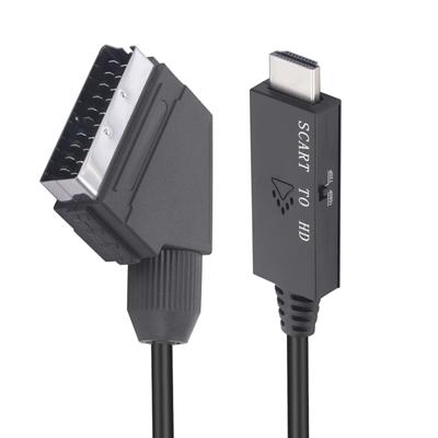 Совместимый с Scart-HDMI конвертерный кабель, аудио-видео адаптер, кабель-переходник 1 м для HdTV Stb VHS DVD