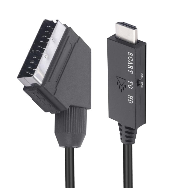 Совместимый с Scart-HDMI конвертерный кабель, аудио-видео адаптер, кабель-переходник 1 м для HdTV Stb VHS DVD