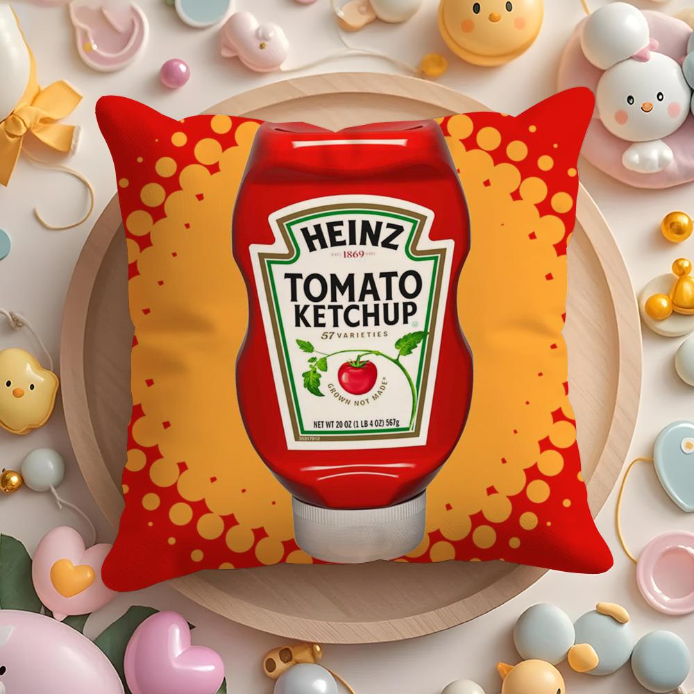 Pikpaka Funny K-Ketchup L-Label Cushion Cover Plush Fabric Soft Double-Sided Printed Sofa Warm Winter Home Gift Pillow Cover