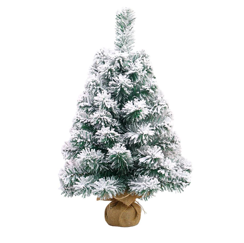 24 Inches Mini Christmas Trees Artificial Flocking Snow Tabletop Christmas Tree Ornaments for