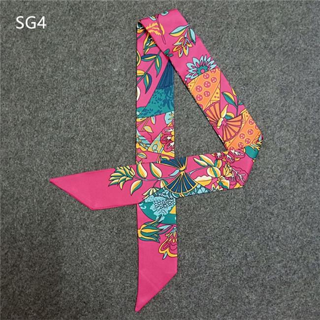 Fan Butterfly Printing Skinny Bag Scarf 2024 New Small Silk Scarf For Women Luxury Brand Foulard Women Tie Fashion Head Scarves
