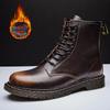 Men's High-Top Martin Boots - British & Korean Style Winter Leather Work Shoes, Versatile Trendy Casual Footwear with Velvet, Autumn Collection