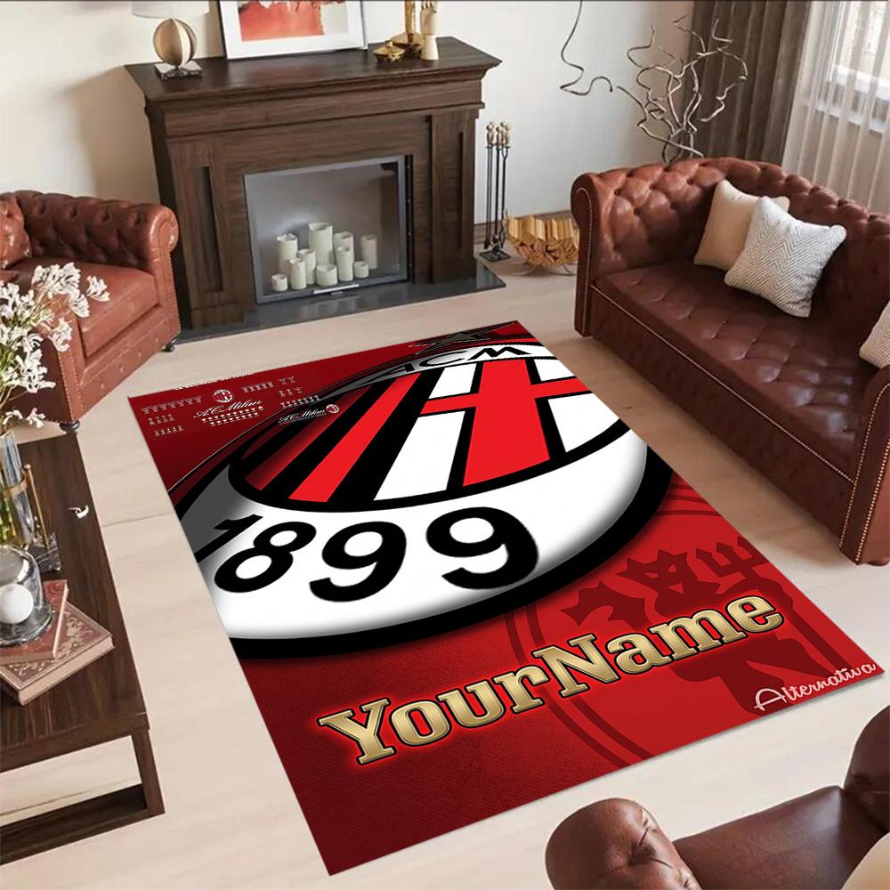 Ac Milan Personalized Name Area Rug Perfect for Foyer Playrooms Game Room Balcony Antislip Carpet Decorate Offices Perfect Gift for Friends & Family