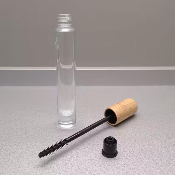 20pcs 10ml Mascara Tube Empty Tube Transparent Glass Tube Bamboo Cosmetics Packaging Bottle