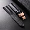 Calfskin Watch Strap Men's and Women's Cowhide Leather Belt Butterfly Buckle Accessories Wear-Resistant Black Universal 14mm 16mm 20mm 22mm 24mm