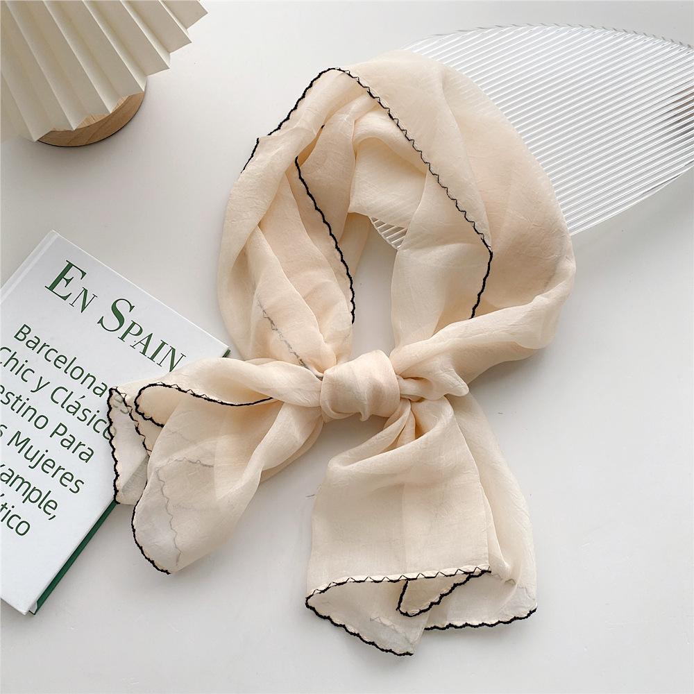 Solid Color Lace Neckerchief Long Scarfs Ribbon Wrist Basic Versatile Thin Head Scarf For Women Simple Headband Fashion Hairband