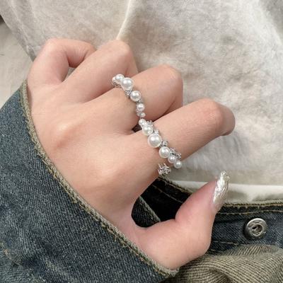 Корейская версия кольца с жемчугом и цирконом изысканное универсальное открытое кольцо кольцо на указательный палец