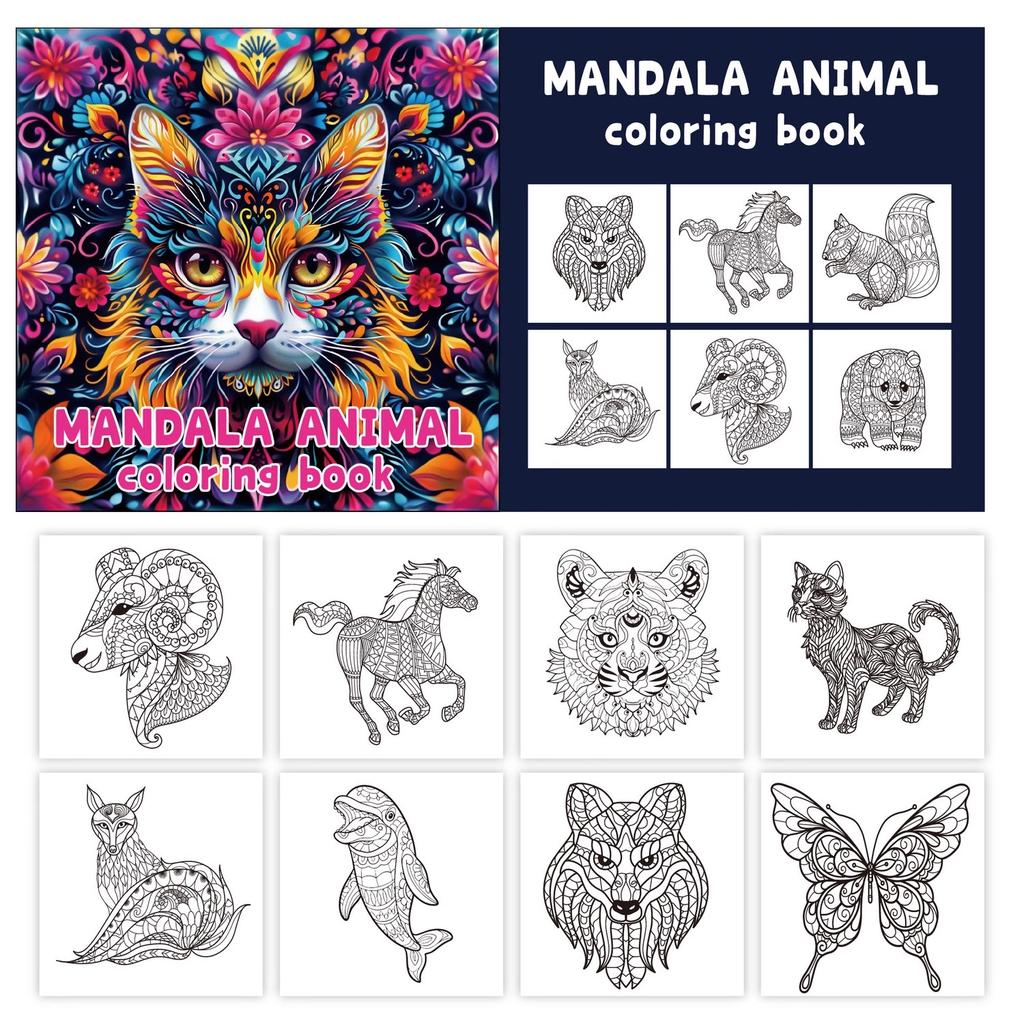 Mandala Animal Coloring Books Arts Beginners Creative Graffiti Illustration Adult Handicraft DIY Drawing Book 24 Page