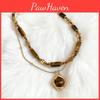 Tiger Eye Stone Necklace Geometric Handmade Beaded Pendant For Women And Men